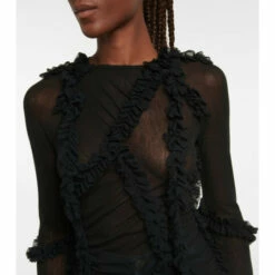 MM6 Maison Margiela Frill-trimmed Mesh Top -Oséree Shop unnamed file 1053