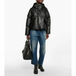 MM6 Maison Margiela Logo Faux Leather Padded Jacket