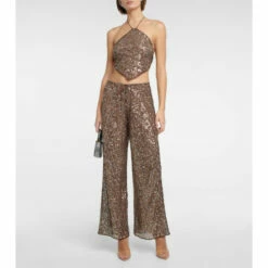 Oséree Netquins Sequined Wide-leg Pants