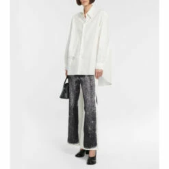 MM6 Maison Margiela Lace-trimmed Cotton Poplin Shirt