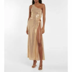 Oséree One-shoulder Lamé Gown