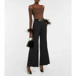 Oséree Feather-trimmed Mesh Bodysuit