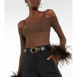 Oséree Feather-trimmed Mesh Bodysuit -Oséree Shop unnamed file 247