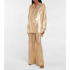 Oséree Disco Metallic Wide-leg Pants