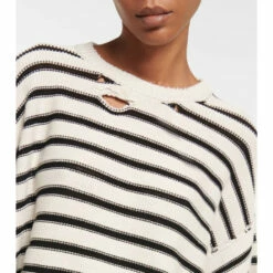 MM6 Maison Margiela Distressed Striped Cotton Sweater -Oséree Shop unnamed file 274