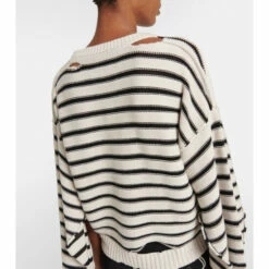 MM6 Maison Margiela Distressed Striped Cotton Sweater -Oséree Shop unnamed file 276