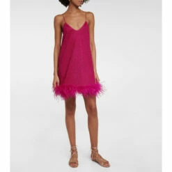 Oséree Plumage Feather-trimmed Minidress