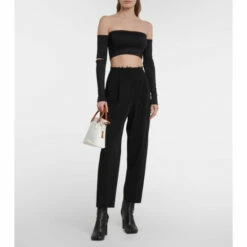 MM6 Maison Margiela Jersey Crop Top With Cutout Sleeves