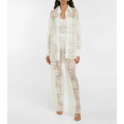 Oséree High-rise Wide-leg Lace Pants