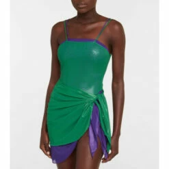 Oséree Bicolor Lamé Beach Cover-up