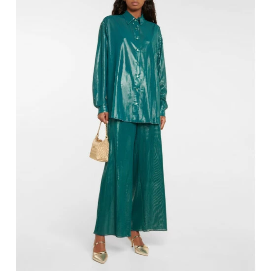 Oséree Lamé Wide-leg Pants 1 Oséree Lamé Wide-leg Pants