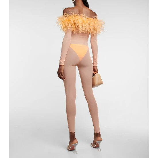 Oséree Feather-trimmed Mesh Jumpsuit 3 Oséree Feather-trimmed Mesh Jumpsuit - Image 3