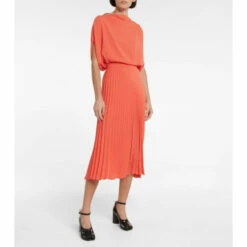 MM6 Maison Margiela Pleated Crêpe Midi Skirt