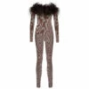 Oséree Feather-trimmed Mesh Jumpsuit