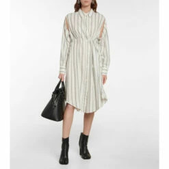 MM6 Maison Margiela Striped Cotton And Wool Shirt Dress