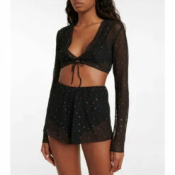 Oséree Gem Embellished Mesh Shrug
