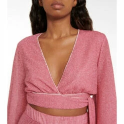 Oséree Lumière Feather-trimmed Wrap Top -Oséree Shop unnamed file 568