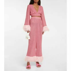 Oséree Lumière Feather-trimmed Pants