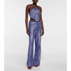 Oséree Sequined High-rise Wide-leg Pants