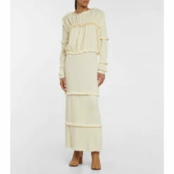 MM6 Maison Margiela Tiered Wool-blend Maxi Skirt