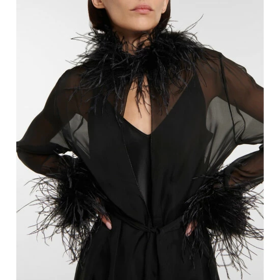 Oséree Plumage Feather-trimmed Chiffon Robe 3 Oséree Plumage Feather-trimmed Chiffon Robe - Image 3