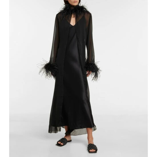Oséree Plumage Feather-trimmed Chiffon Robe 4 Oséree Plumage Feather-trimmed Chiffon Robe - Image 4