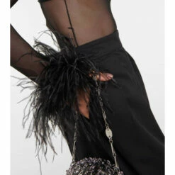 Oséree Feather-trimmed Mesh Bodysuit -Oséree Shop unnamed file 675