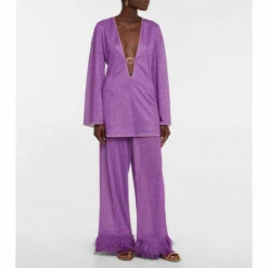 Oséree Lumière Feather-trimmed Pants