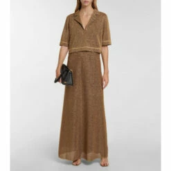 Oséree Striped Cropped Lamé Top