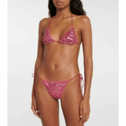 Oséree Sequin-embellished Triangle Bikini