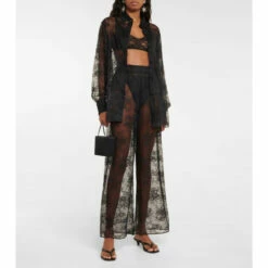 Oséree Lace High-rise Wide-leg Pants