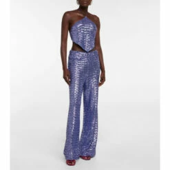 Oséree Sequined Halterneck Scarf Top