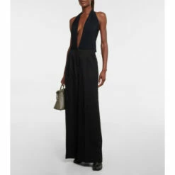 MM6 Maison Margiela Halterneck Jersey And Wool-blend Jumpsuit