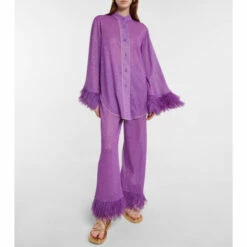 Oséree Lumière Feather-trimmed Blouse