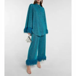 Oséree Lumière Feather-trimmed Blouse