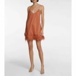 Oséree Lumière Feather-trimmed Minidress