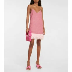 Oséree Lumière Feather-trimmed Minidress